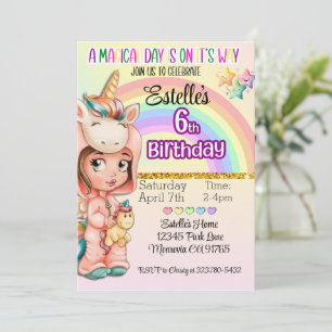 Convite de Aniversário para 6 de Dia Mágico do Uni
