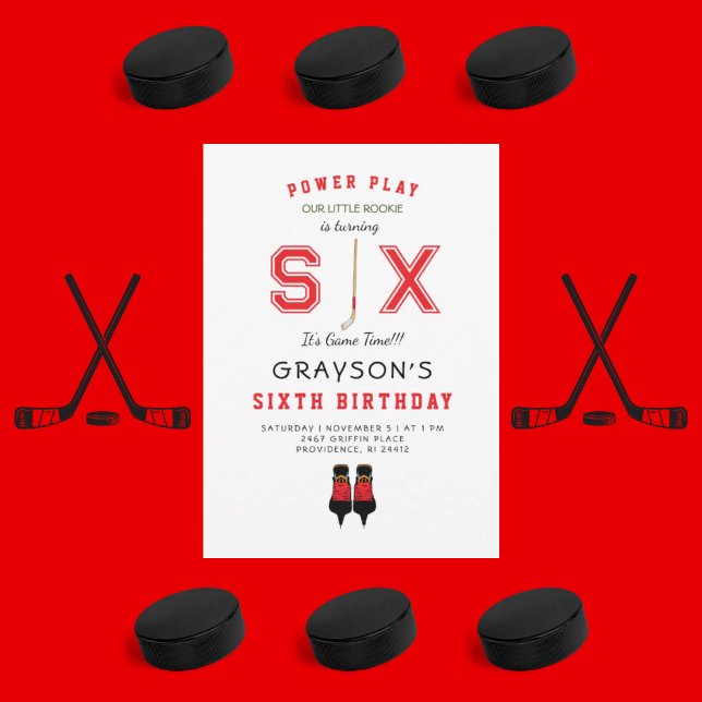 Convite de Aniversário para 6 de Hóquei Icy (Criador carregado)