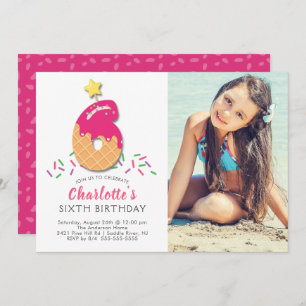 Convite de aniversário para 6 de Sorvete de fotogr