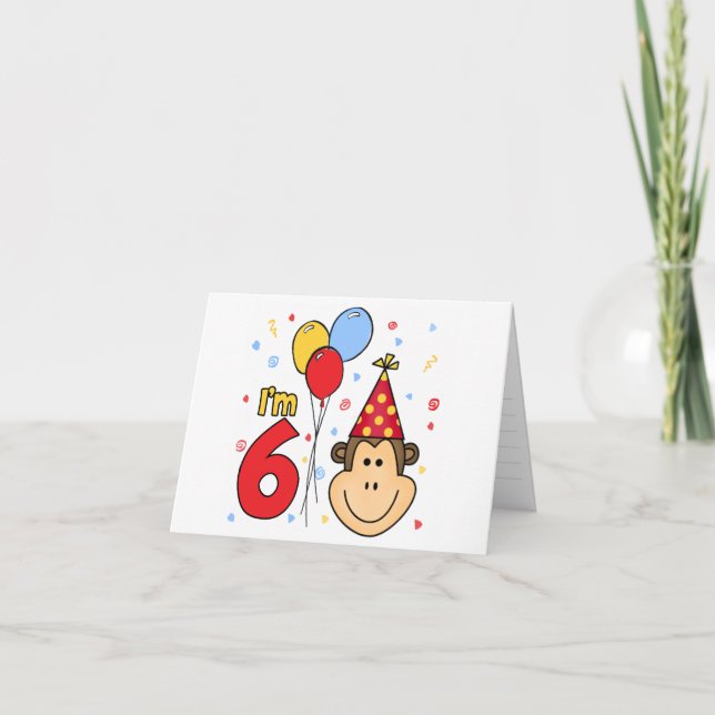 Convite de Aniversário para 6 do Macaco (Frente)