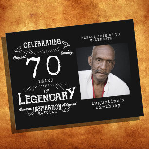 Convite de aniversário para 70 Birthday Photo Blac