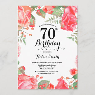 Convite de Aniversário para 70 de Floral Botânico 