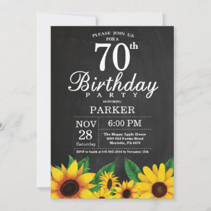 Convite de Aniversário para 70 de Girassol