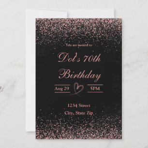 Convite de Aniversário para 70 - Glitter Confetti 