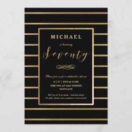 Convite de Aniversário para 70 - Masculina Dourada