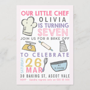 Convite de aniversário para 7 de Cozinhar de Bakin