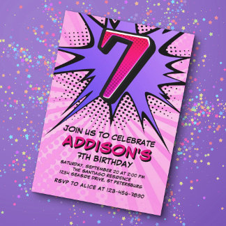 Convite de Aniversário para 7 de Super-Herói