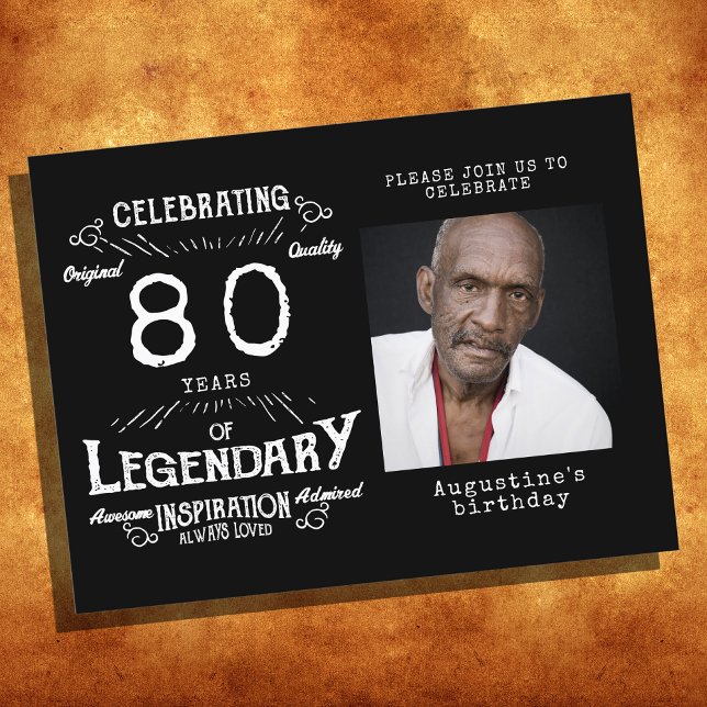 Convite de aniversário para 80 Birthday Photo Blac (Criador carregado)