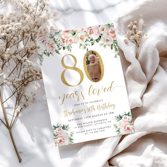 Convite de Aniversário para 80 de Fotografia Flora (Criador carregado)