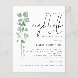 Convite de Aniversário para 80 de Script Eucalyptu