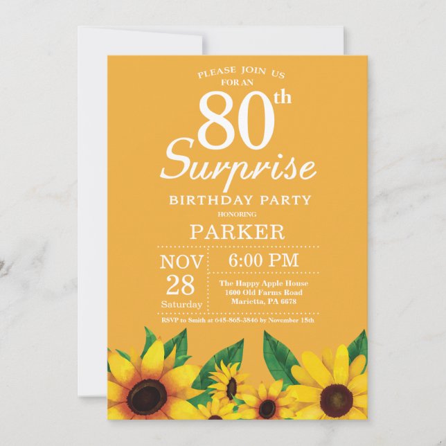 Convite de Aniversário para 80 de Surpresa de Gira (Frente)