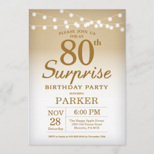 Convite de Aniversário para 80 de Surpresa Dourad