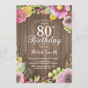 Convite de Aniversário para 80 de Surpresa Floral