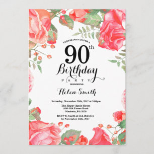 Convite de Aniversário para 90 de Floral Botânico