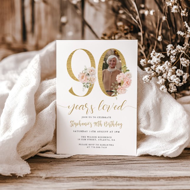 Convite de Aniversário para 90 de Fotografia Flora (Criador carregado)