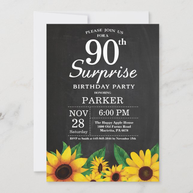 Convite de Aniversário para 90 de Surpresa de Gira (Frente)