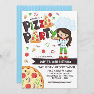 Convite de Aniversário para a Festa de Pizza