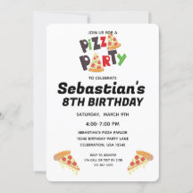 Convite de Aniversário para a Festa de Pizza para