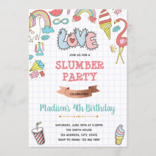 Convite de aniversário para a festa do pijama