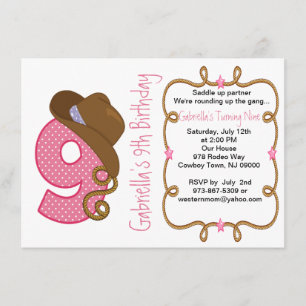 Convite De Aniversário Para A Nove Rapariga Ociden