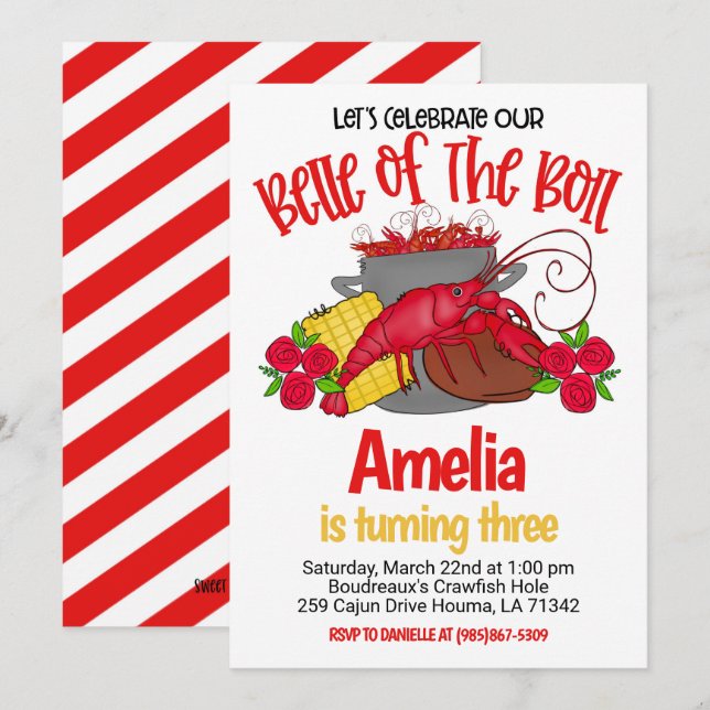 Convite de Aniversário para a Pesca de Lagosta (Frente/Verso)