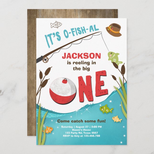 Convite de Aniversário para a Pesca de o-fish-al (Frente/Verso)