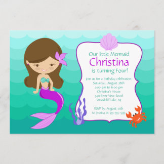Convite de Aniversário para a Sereia de Brunette