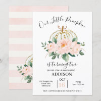 Convite de Aniversário para Abóbora Floral Dourada