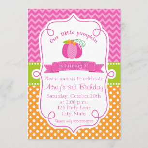 Convite De Aniversário Para Abóbora, Pumpkin Rosa