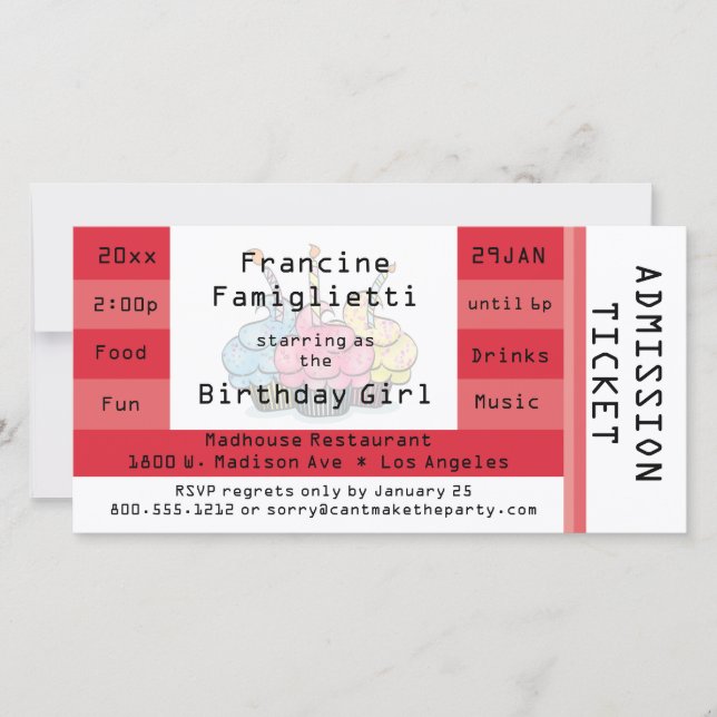 Convite de Aniversário para Admissão Vermelha Chic (Frente)