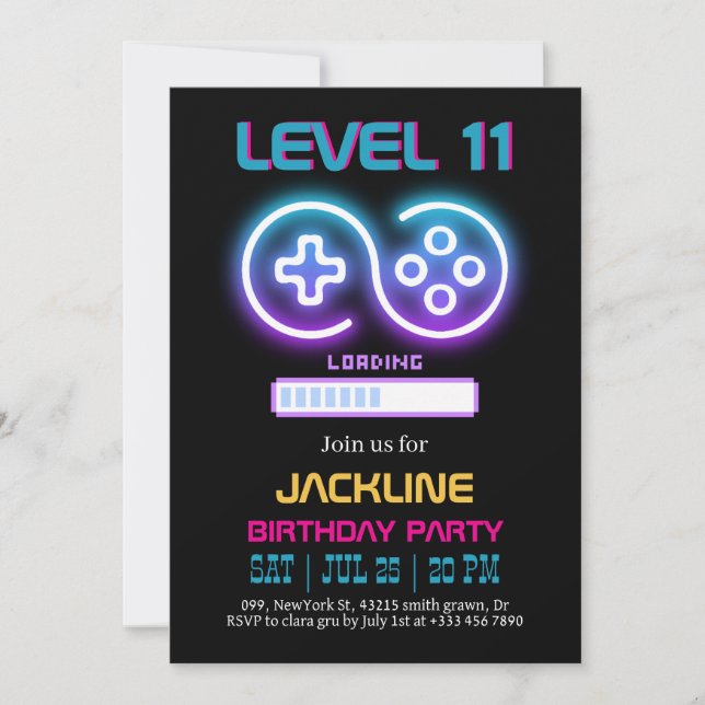 Convite de Aniversário para Adolescente Gamer (Frente)