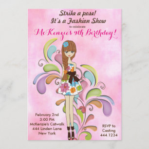 Convite de Aniversário para Adolescente Garota Fa