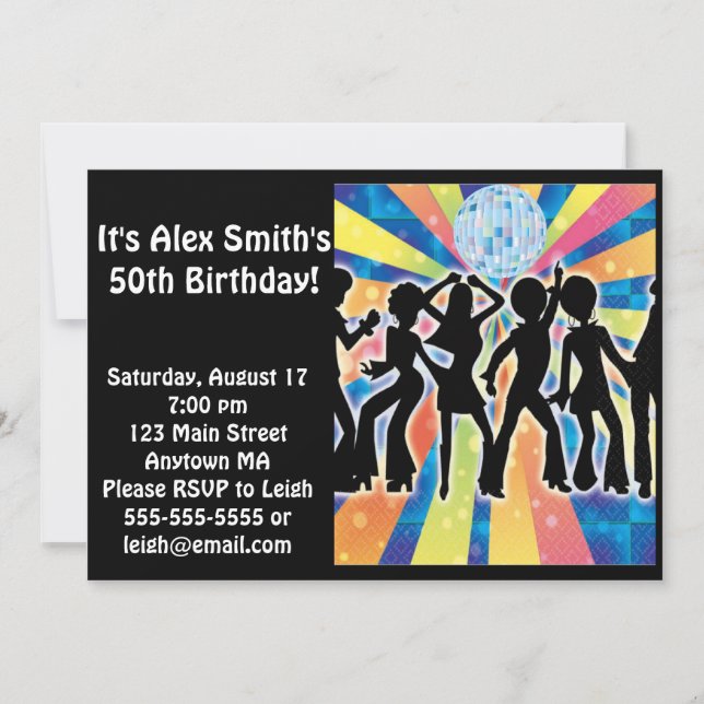 Convite De Aniversário Para Adultos De Dança Disco (Frente)