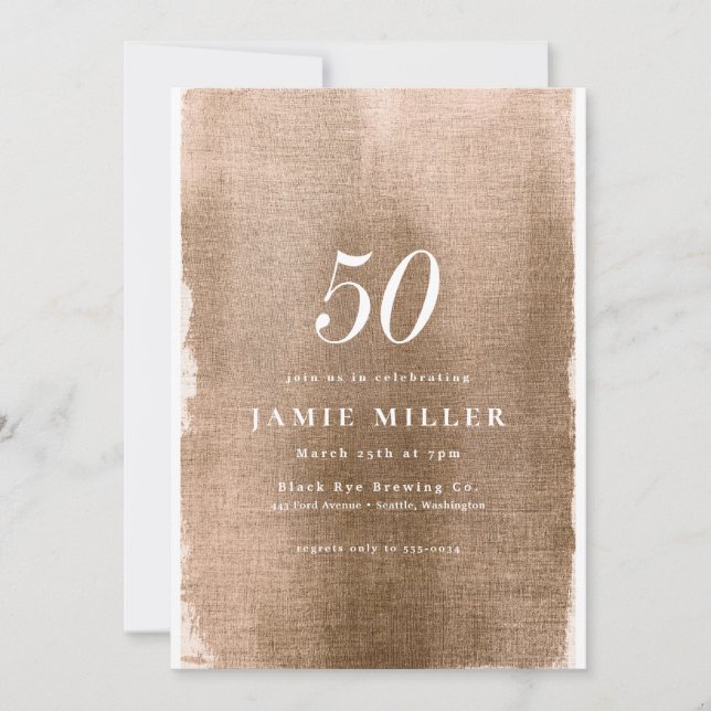 Convite de Aniversário para Adultos Metálicos Dour (Frente)