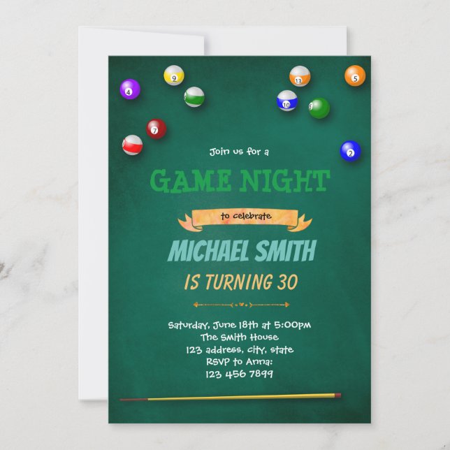 convite de aniversário para adultos noturno do jog (Frente)