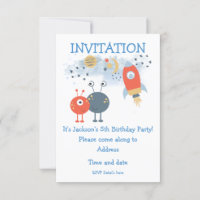 Convite de Aniversário para aliens e Espachantes
