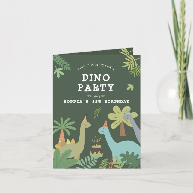 Convite de aniversário para amigos de Dino (Frente)