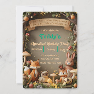 Convite de Aniversário para Amigos de Woodland - F