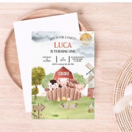 Convite de Aniversário para Animais da fazenda