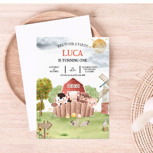 Convite de Aniversário para Animais da fazenda