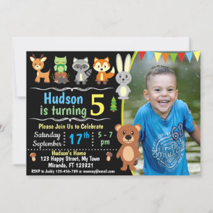convite de aniversário para animais da floresta