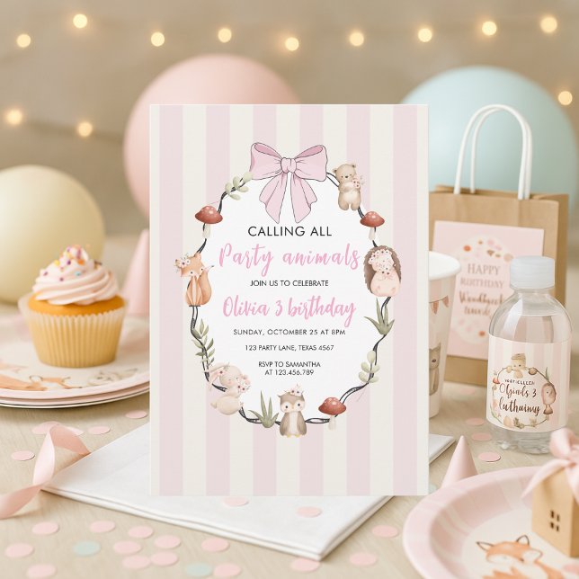 Convite de Aniversário para Animais da Floresta |  (Criador carregado)