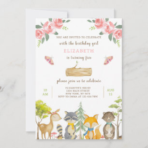 Convite de Aniversário para Animais da Floresta
