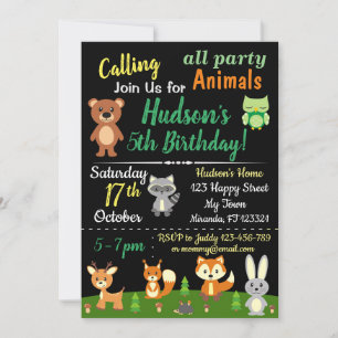 Convite de aniversário para animais da floresta br