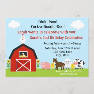 Convite de Aniversário para Animais de Barnyard P