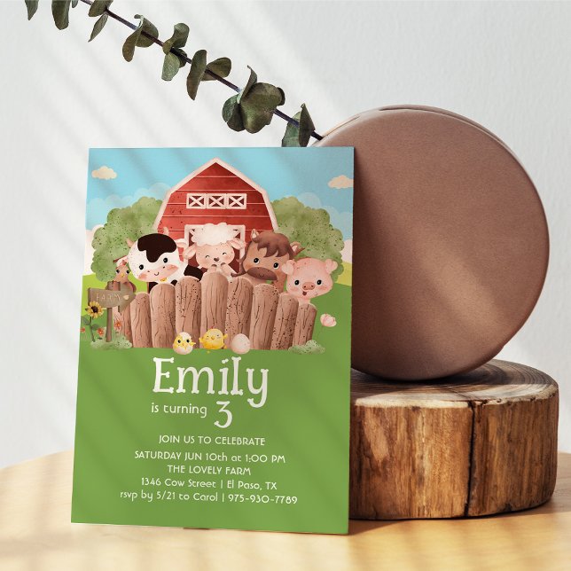 Convite de Aniversário para Animais de Criação Cuj (Criador carregado)