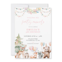 Convite de Aniversário para Animais de Festas de M