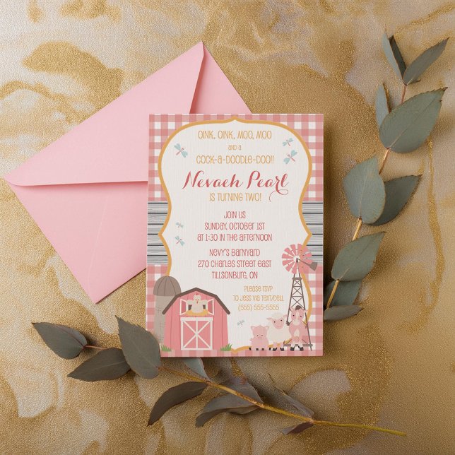 Convite de Aniversário para Animais de Quarto Rosa (Criador carregado)