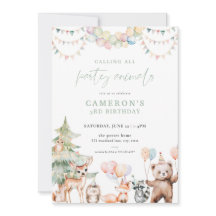 Convite de Aniversário para Animais do Partido Flo