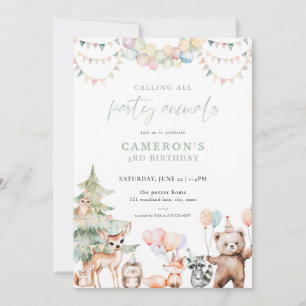 Convite de Aniversário para Animais do Partido Flo